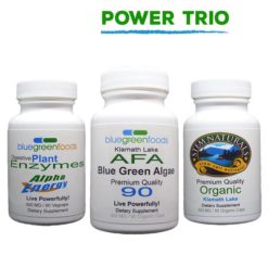power trio afa blue green algae stem cell activator digestive enzymes klamath lake organic food supplement
