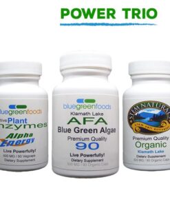 power trio afa blue green algae stem cell activator digestive enzymes klamath lake organic food supplement