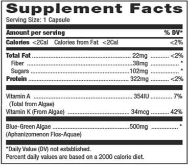 afa blue green algae sup facts contents